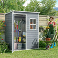 5x3 FT Outdoor Storage Shed, Resin Weatherproof Lockable Garden Shed for Yard Tools & Bikes - Gray