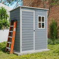 5x3 FT Outdoor Storage Shed, Resin Weatherproof Lockable Garden Shed for Yard Tools & Bikes - Gray