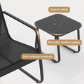 Lofka 3 Pieces Patio Chairs Set with Glass-Top Coffee Table, Outdoor Bistro and Patio Furniture Set for Porch|Backyard|Balcony, Black