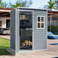5x3 FT Outdoor Storage Shed, Resin Weatherproof Lockable Garden Shed for Yard Tools & Bikes - Gray