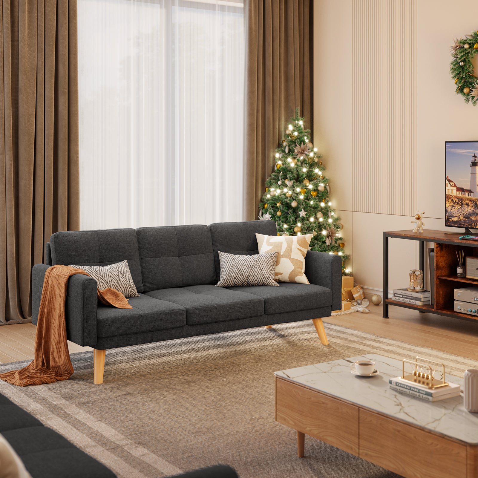 Visit the Lofka Store Lofka Sofa Couch with Large Storage Pockets and ...