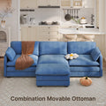 Lofka 110“ Modular Sectional Sofa Bed with Double Layer Cushions and Movable Ottoman, Modern Comfy Cloud Couch for Living Room, DIY Combination, Blue