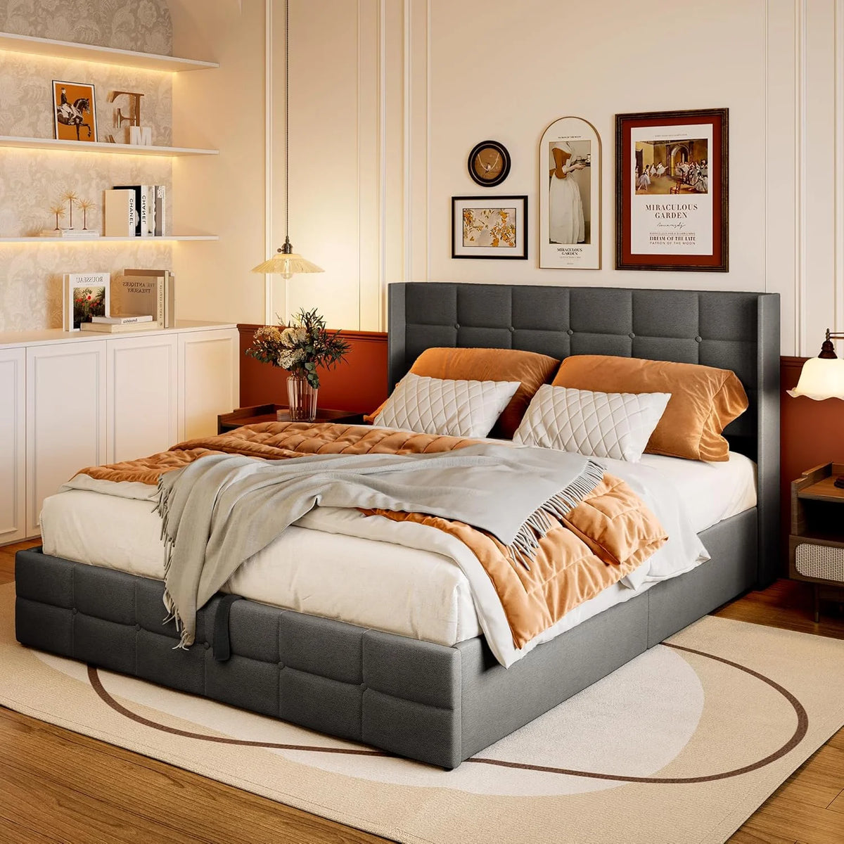 Lofka Queen Lift Up Storage Bed Queen, Upholstered Platform Bed Frame ...