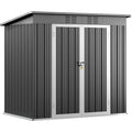Lofka 6x4ft. Outdoor Storage Shed, Metal Garden Storage Shed with Double Lockable Door for Patio & Backyard, Gray