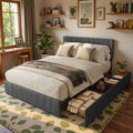 Bed Frame Queen Size with Adjustable Headboard，Lofka Platform Bed with Adjustable Headboard& 4 Storage Drawers, Dark Grey