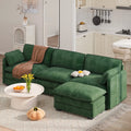 Sectional Sofa, Lofka 110.2" L Shaped Cloud Sectional Couch with Ottoman and Deep Seat, Upholstered Couches for Living Room, Bedroom and Apartment, Green Couch