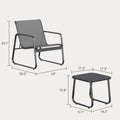 Patio Chairs Set of 2, Patio Furniture Set with Metal Frame Glass Table, Gray