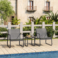 Patio Chairs Set of 2, Patio Furniture Set with Metal Frame Glass Table, Gray