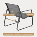 Patio Chairs Set of 2, Patio Furniture Set with Metal Frame Glass Table, Gray