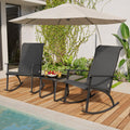 3-Piece Patio Furniture Set, Beige Wicker Bistro Set with Glass Table, Suitable for Balcony, Porch, and Lawn