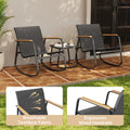3-Piece Outdoor Rocking Chat Set, Patio Furniture Set with Glass Table for Poolside, Porch, Lawn
