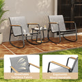 3-Piece Outdoor Rocking chat in Brown, Patio Furniture Set with Glass Table for Poolside, Porch, Lawn
