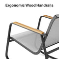 3-Piece Outdoor Rocking Chat Set in Gray, Patio Furniture Set with Glass Table for Poolside, Porch, Lawn
