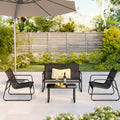 4-Piece Patio Furniture Set, Bistro Set with Loveseat and 2-Single Chairs, for Backyard, Balcony, Black