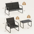 4-Piece Patio Furniture Set, Bistro Set with Loveseat and 2-Single Chairs, for Backyard, Balcony, Black