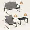 4 Piece Patio Furniture Set, Bistro Set with Loveseat and 2 Single Chairs, for Backyard, Balcony, Gray