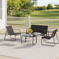 4-Piece Patio Furniture Set, Bistro Set with Loveseat and 2-Single Chairs, for Backyard, Balcony, Black