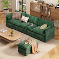 Sectional Sofa, Lofka 110.2" L Shaped Cloud Sectional Couch with Ottoman and Deep Seat, Upholstered Couches for Living Room, Bedroom and Apartment, Green Couch